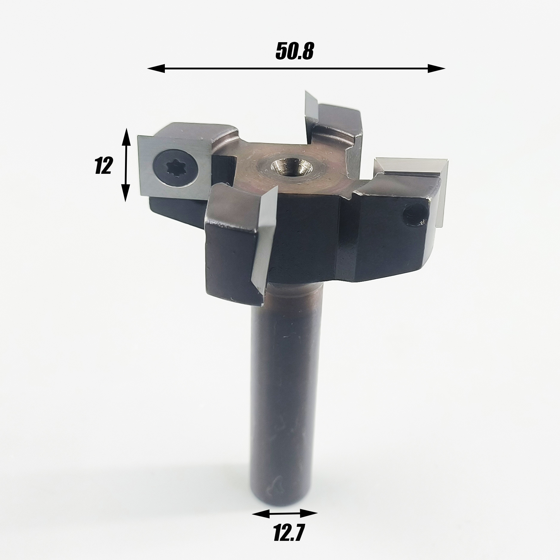  Broca enrutadora de aplanamiento de vástago de 4 alas de 1/2 pulgadas, brocas enrutadoras de superficie de tablero de desechos CNC