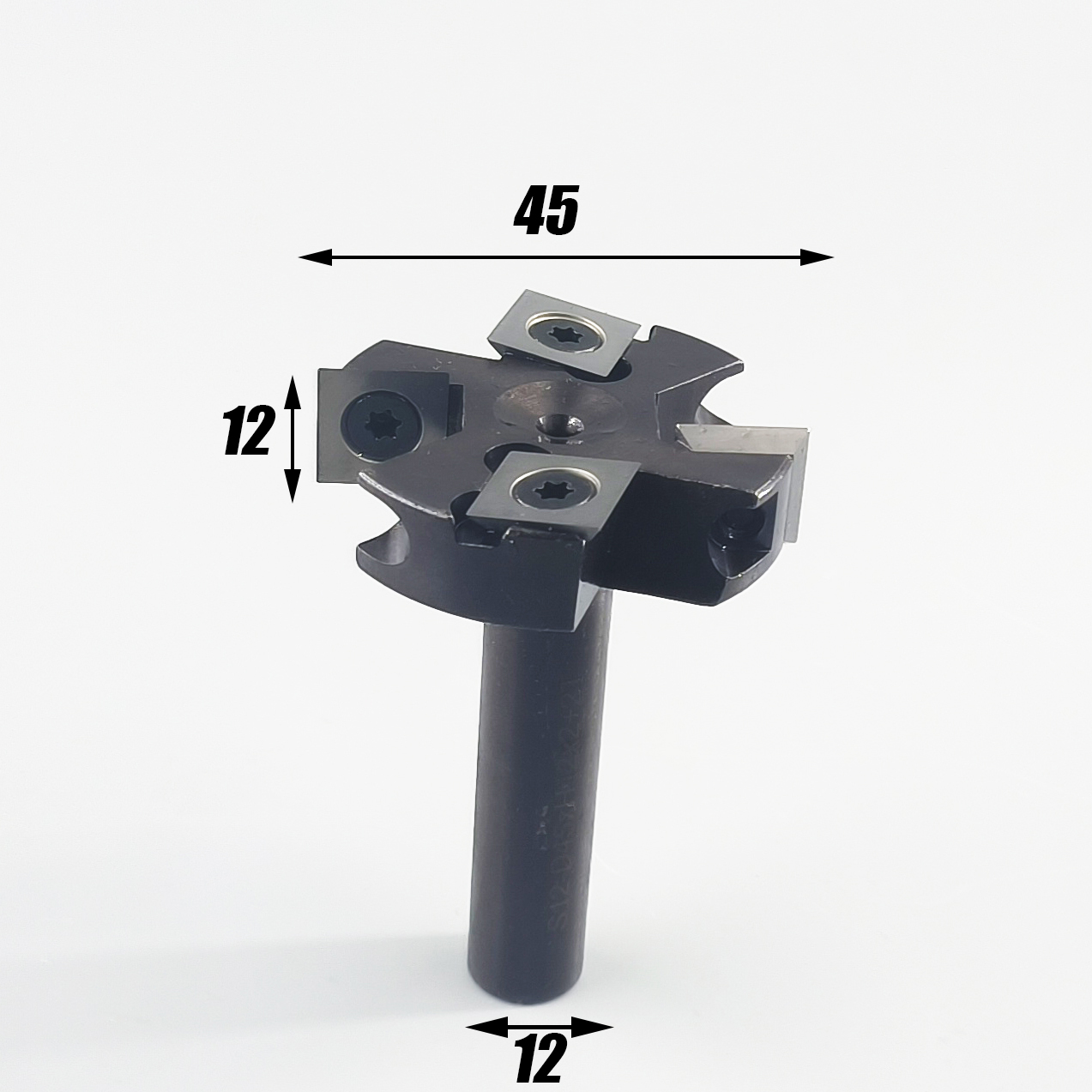 Inserto de carburo CNC, broca enrutadora de vástago de 12mm, superficie de spoilboard, Flycutter2 + 2 brocas enrutadoras CNC de flauta 