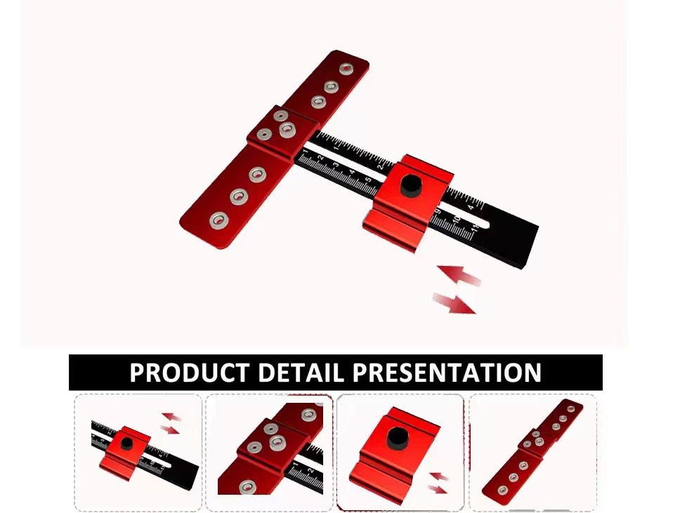 Herrajes para gabinetes, herramienta de plantilla, mango de gabinete de aleación de aluminio, perforación de agujeros, localizador de punzones ajustable